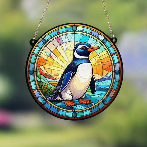 Penguin Stained Glass Effect Suncatcher